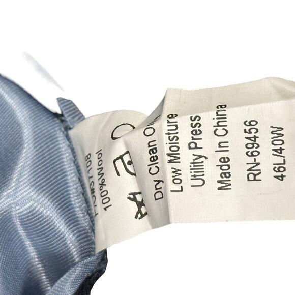 Bachrach Navy 3 Button 2 Piece Suit Jacket Pants Pinstriped Mens sz 46 Long - Picture 15 of 16